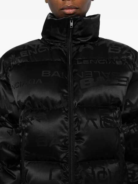 Geci de iarna Balenciaga Cropped Puffer Jacket with logo motif BLACK Femei (BM 18975868) 5