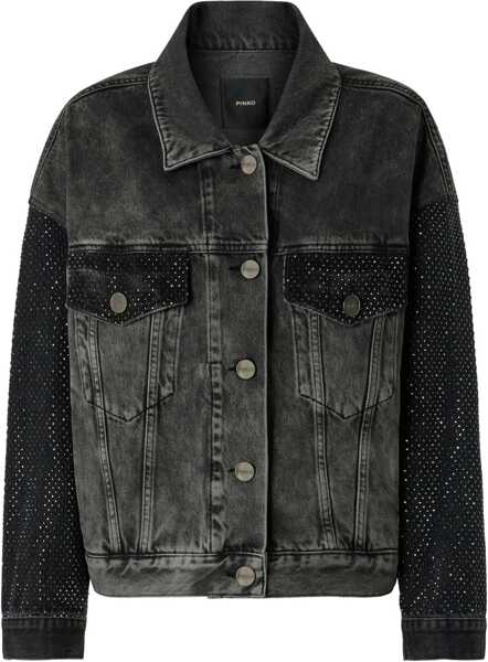 Jachete Pinko The Trucker jacket with mini studs LAVAGGIO DARK GRAY Femei (BM 18975910) 1
