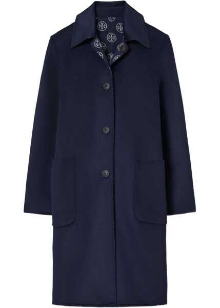 Paltoane Tory Burch Reversible double-face Wool Coat MEDIUM NAVY/T LOGO Femei (BM 18975922) 1