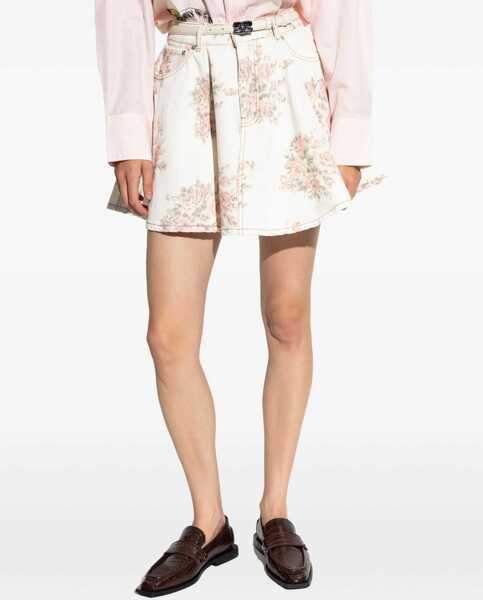 Fuste Ganni Floral print denim Miniskirt EGRET Femei (BM 18975979) 3
