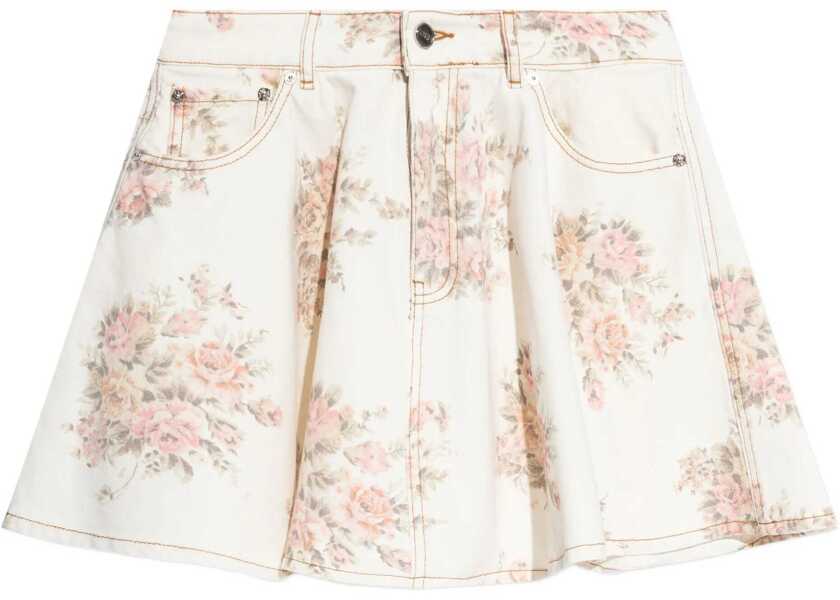 Fuste Ganni Floral print denim Miniskirt EGRET Femei (BM 18975979) 1