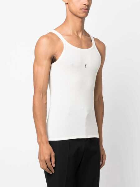 Tricouri Saint Laurent Cassandre Tank Top WHITE Barbati (BM 18976246) 3