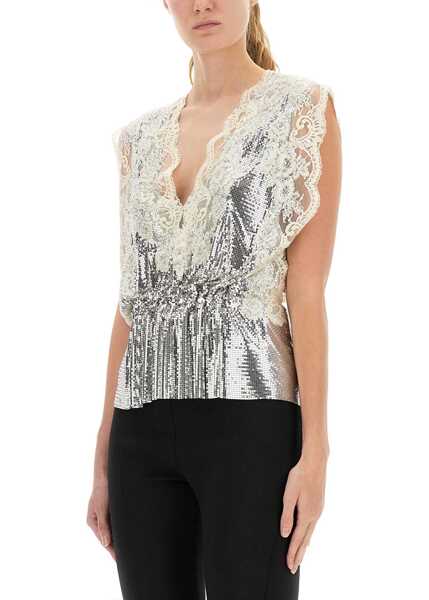 Bluze RABANNE Lace And Sequin Top SILVER Femei (BM 18976255) 4
