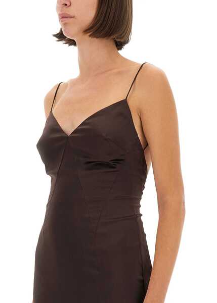 Rochii casual STAUD Trinity Satin Dress BROWN Femei (BM 18976258) 4