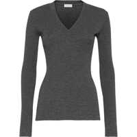 Tricouri Long sleeve wool ribbed jersey T-shirt with shiny trim Femei
