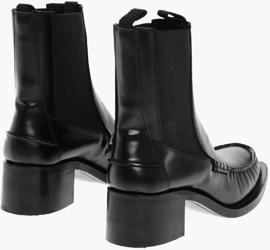 Botine HEREU Leather Chelsea Boots With Square Toe 5Cm Black Femei (BM 18977062) 2