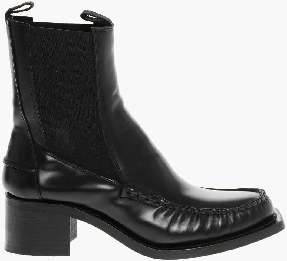 Botine HEREU Leather Chelsea Boots With Square Toe 5Cm Black Femei (BM 18977062) 3