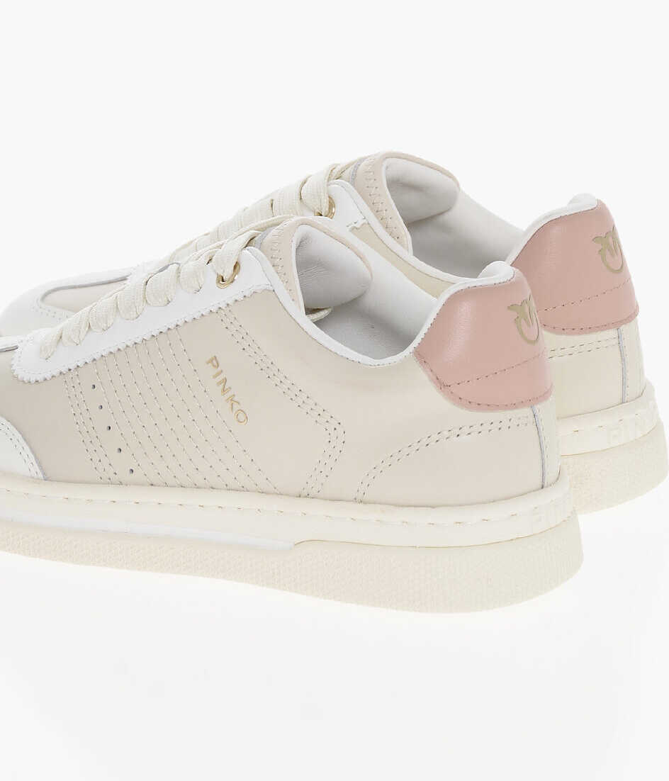 Sneakers Pinko Leather Mandy Low-Top Sneakers Beige Femei (BM 18977074) 2