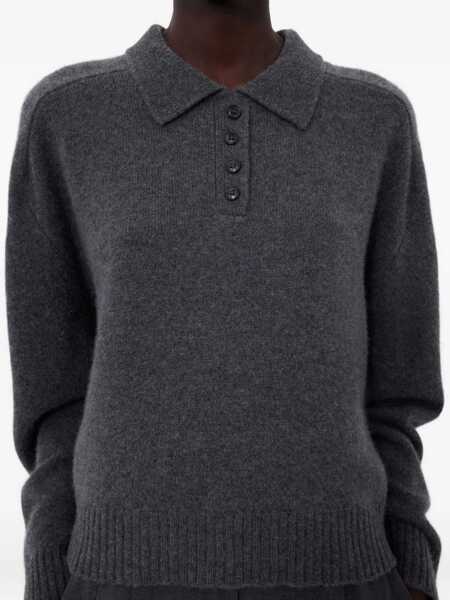 Tricouri Polo LOULOU DE SAISON Long-Sleeved Cashmere Polo GREY Femei (BM 18977176) 5