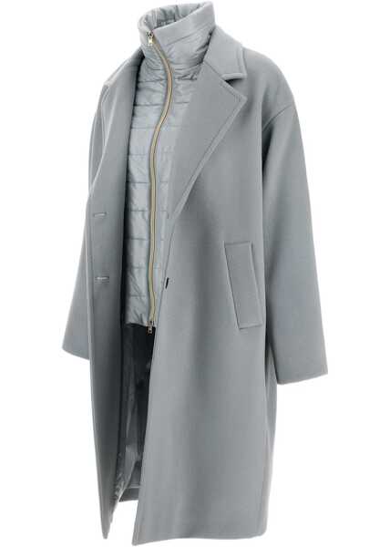 Paltoane Herno Ultralight Wool And Nylon Coat LIGHT BLUE Femei (BM 18977233) 4