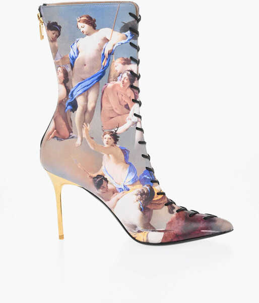 Botine Balmain Patterned Leather Uria Sky Ankle-Boots Heel 9Cm Multicolor Femei (BM 18977272) 3