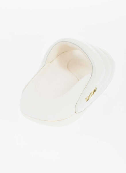 Sandale fara toc Balmain Quilted Leather B-It-Puffy Sandals With Golden Logo And Chun White Femei (BM 18977275) 3