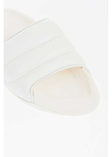 Sandale fara toc Balmain Quilted Leather B-It-Puffy Sandals With Golden Logo And Chun White Femei (BM 18977275) 4