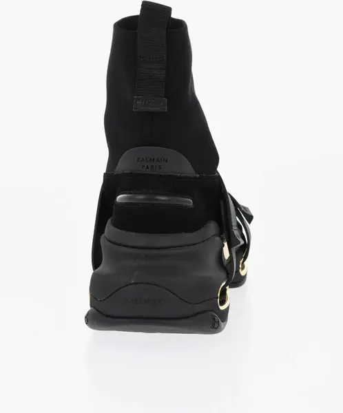 Sneakers Balmain Suede And Fabric B Bold Sock Sneakers With Golden Details Black Barbati (BM 18977290) 2