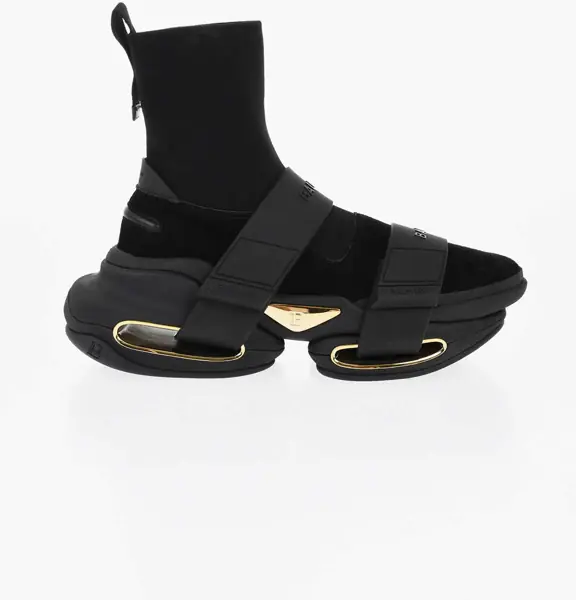Sneakers Balmain Suede And Fabric B Bold Sock Sneakers With Golden Details Black Barbati (BM 18977290) 3