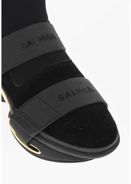 Sneakers Balmain Suede And Fabric B Bold Sock Sneakers With Golden Details Black Barbati (BM 18977290) 4