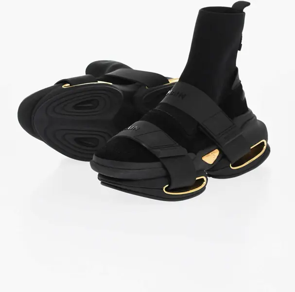 Sneakers Balmain Suede And Fabric B Bold Sock Sneakers With Golden Details Black Barbati (BM 18977290) 1