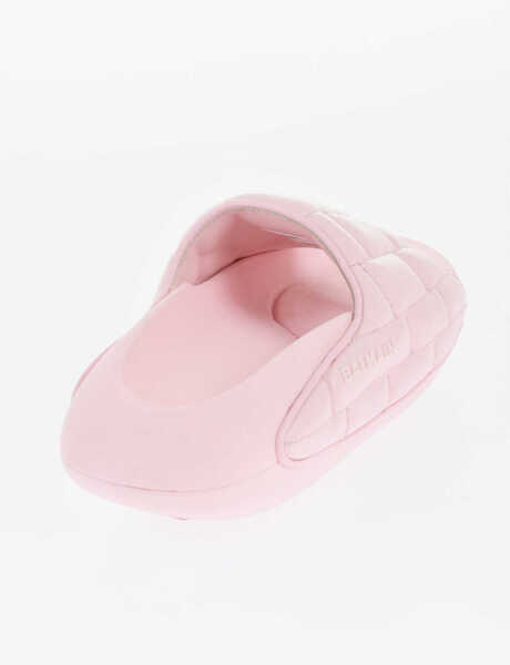 Sandale fara toc Balmain Quilted Leather B-It Sandals With Chunky Sole Pink Femei (BM 18977305) 2