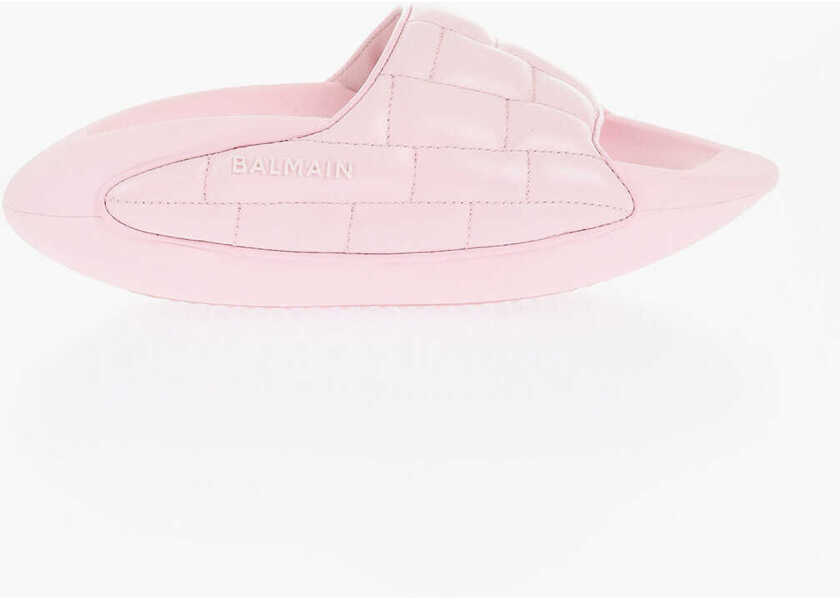Sandale fara toc Balmain Quilted Leather B-It Sandals With Chunky Sole Pink Femei (BM 18977305) 3