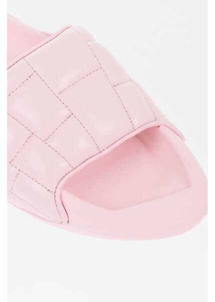 Sandale fara toc Balmain Quilted Leather B-It Sandals With Chunky Sole Pink Femei (BM 18977305) 4