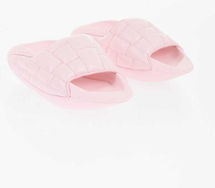 Sandale fara toc Balmain Quilted Leather B-It Sandals With Chunky Sole Pink Femei (BM 18977305) 1