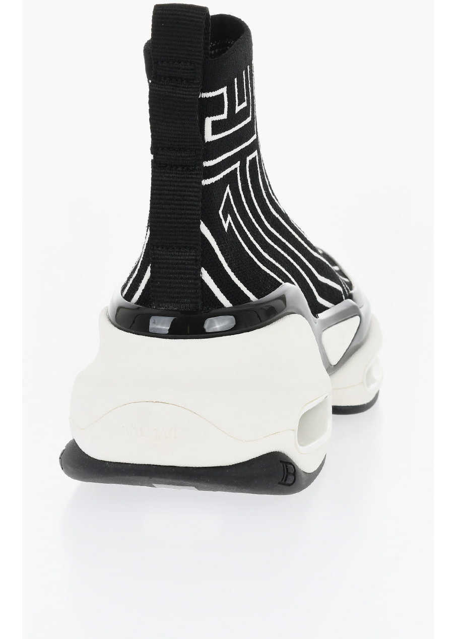 Sneakers Balmain All-Over Monogram B Bold Hiking Sock Sneakers With Air Bubbl Black & White Femei (BM 18977311) 2