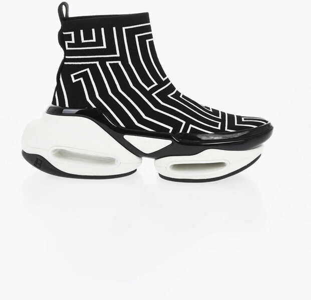 Sneakers Balmain All-Over Monogram B Bold Hiking Sock Sneakers With Air Bubbl Black & White Femei (BM 18977311) 3