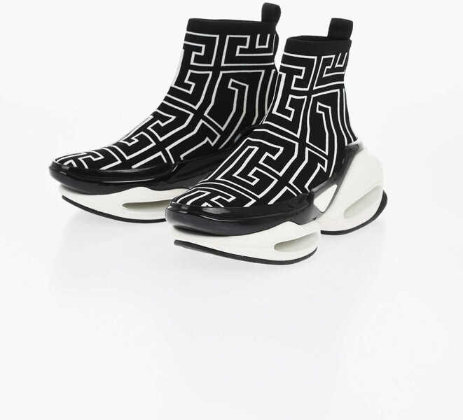 Sneakers Balmain All-Over Monogram B Bold Hiking Sock Sneakers With Air Bubbl Black & White Femei (BM 18977311) 1