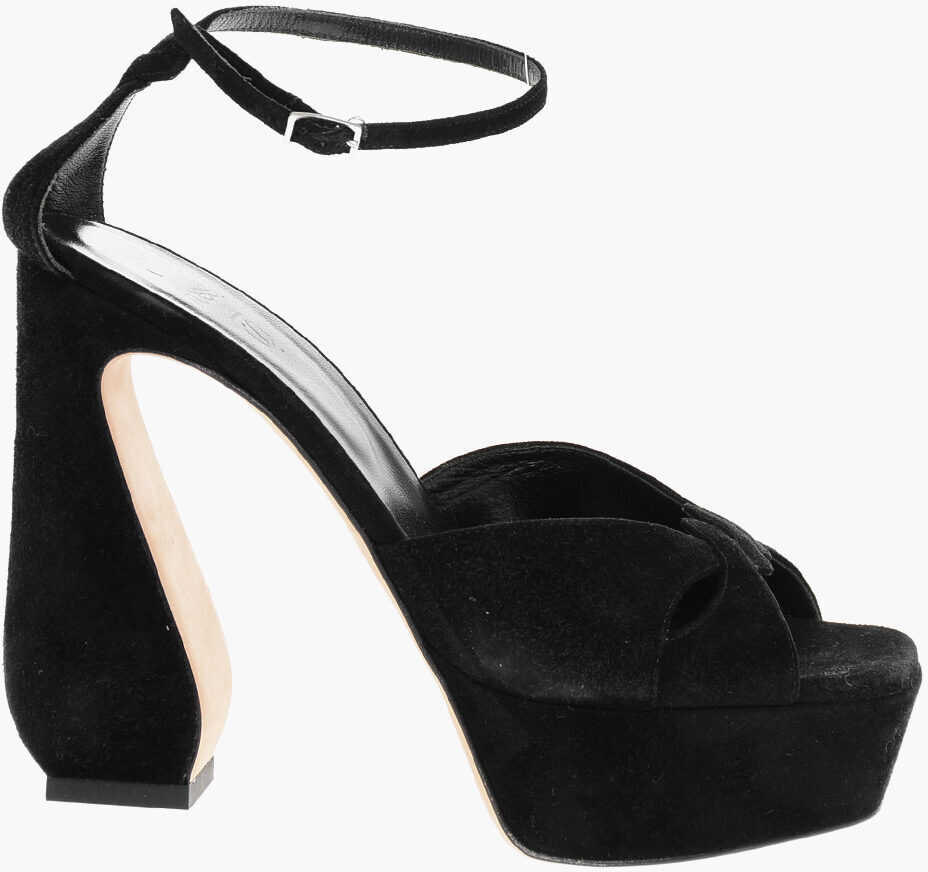 Sandale cu toc Sergio Rossi Si Rossi Suede Ankle-Strap Sandals With Plateau And Heel 13C Black Femei (BM 18977335) 3