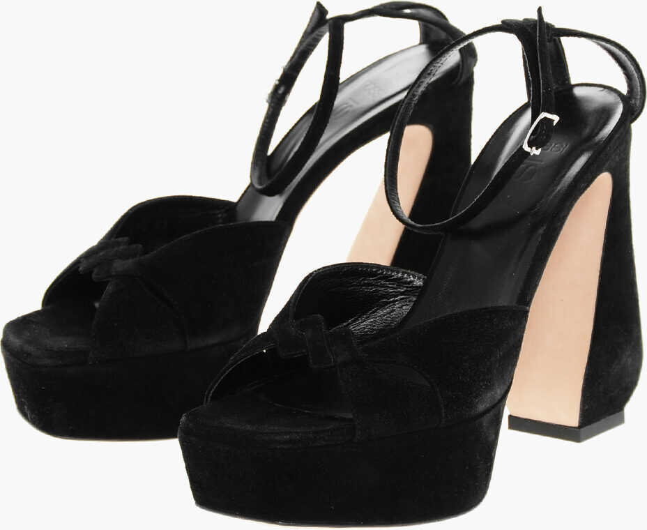 Sandale cu toc Sergio Rossi Si Rossi Suede Ankle-Strap Sandals With Plateau And Heel 13C Black Femei (BM 18977335) 1