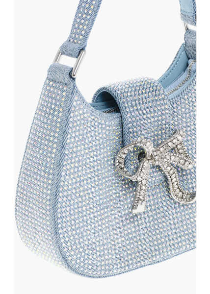 Genti de mana Self-Portrait Denim Crescent Handbag With Decorative Bow And Rhinestones Blue Femei (BM 18977338) 3