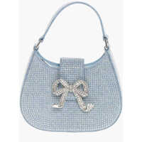 Genti de mana Denim Crescent Handbag With Decorative Bow And Rhinestones Femei