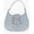 Self-Portrait Denim Crescent Handbag With Decorative Bow And Rhinestones Blue
