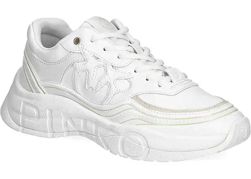 Sneakers Pinko Faux Leather Glammy 04 Low Top Sneakers With Love Birds Logo White Femei (BM 18977374) 2