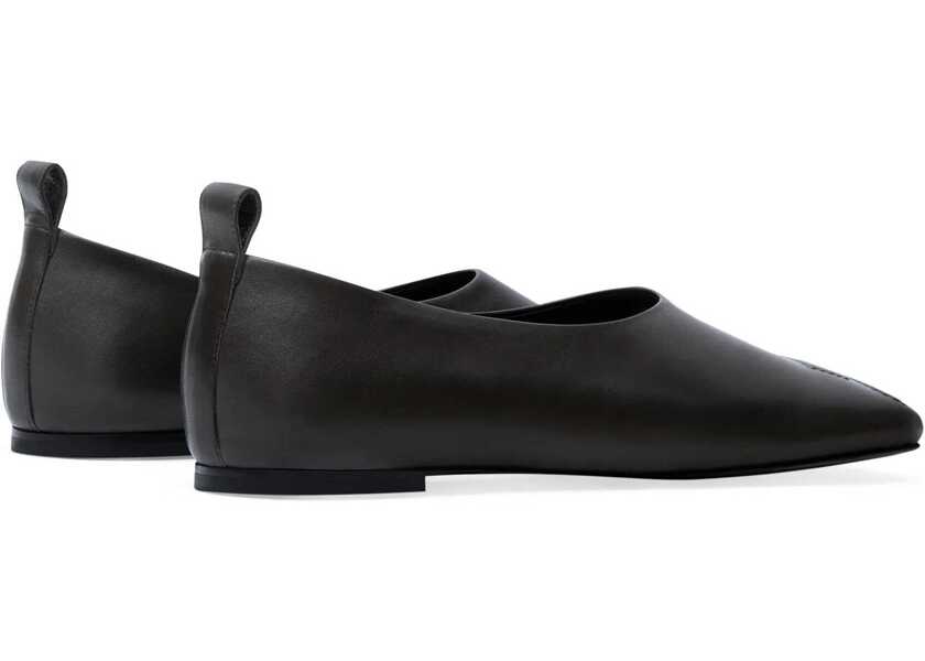 Balerini casual COURRGES Squared Toe Leather Ballet Flats Black Femei (BM 18977377) 3