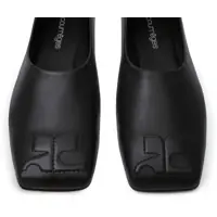 Balerini casual Dama - Balerini casual COURRGES Squared Toe Leather Ballet Flats Black Femei (BM 18977377) - B-mall.ro