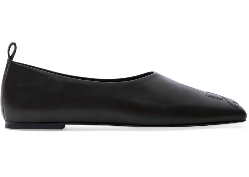 Balerini casual COURRGES Squared Toe Leather Ballet Flats Black Femei (BM 18977377) 1