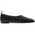 COURRÈGES Squared Toe Leather Ballet Flats Black