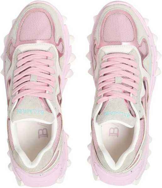 Sneakers Balmain Suede And Mesh B-East Low Top Sneakers With Contrasting Deta Pink Femei (BM 18977455) 4