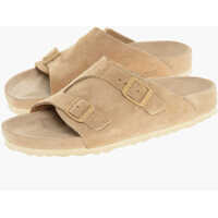 Sandale fara toc Suede Zurich Sandals With Double Buckle Femei