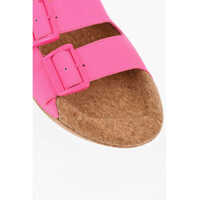 Sandale fara toc Dama - Sandale fara toc Balmain Leather B-It Sandals With Double Buckle And Cork Chunky Sole Pink Femei (BM 18977473) - B-mall.ro