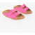 Balmain Leather B-It Sandals With Double Buckle And Cork Chunky Sole Pink
