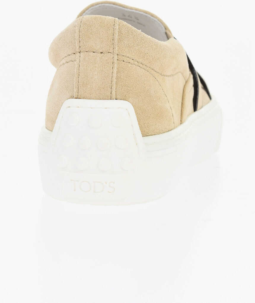 Sneakers TODS Suede Slip On Sneakers With Front Logo Beige Femei (BM 18977488) 2