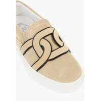 Sneakers TOD'S Dama - Sneakers TODS Suede Slip On Sneakers With Front Logo Beige Femei (BM 18977488) - B-mall.ro