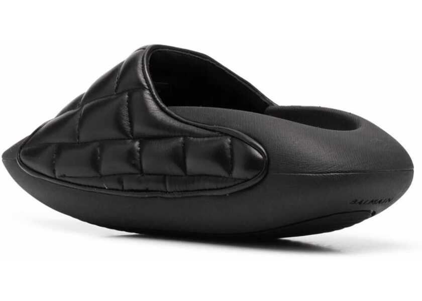 Sandale fara toc Balmain Quilted Leather B-It Sandals With Golden Logo And Chunky Sol Black Femei (BM 18977512) 3