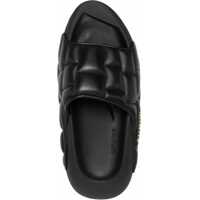 Sandale fara toc Dama - Sandale fara toc Balmain Quilted Leather B-It Sandals With Golden Logo And Chunky Sol Black Femei (BM 18977512) - B-mall.ro