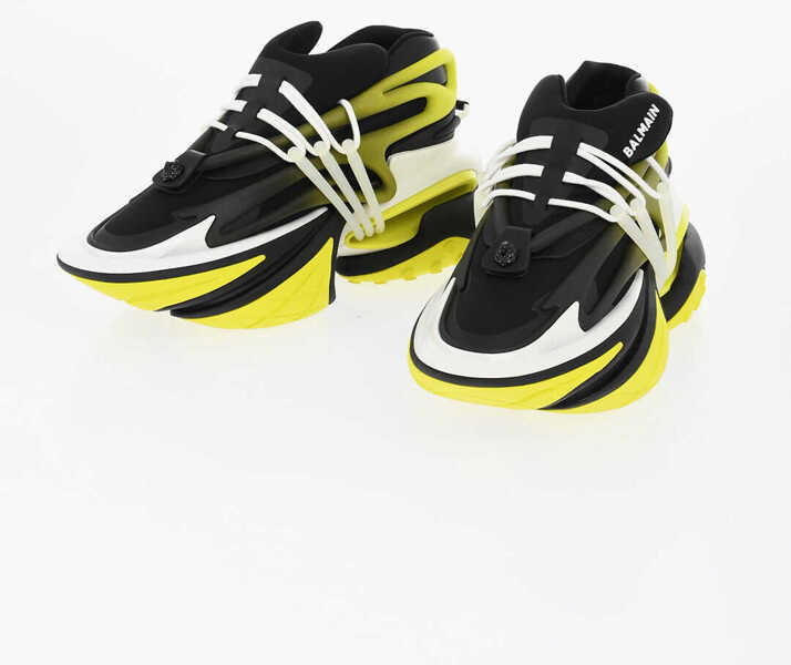 Sneakers Balmain Neoprene Unicorn Sneakers With Leather Trims Yellow Barbati (BM 18977542) 1