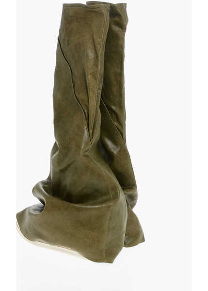 Cizme casual Rick Owens Drkshdw Coated Cotton Fetish Over-The-Knee Boots Green Barbati (BM 18977551) 2