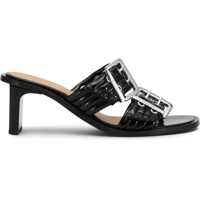 Sandale cu toc Faux Leather Mules With Double Silver-Tone Buckle Heel 7Cm Femei