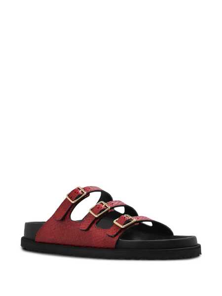 Pantofi cu toc Birkenstock Birkenstock Red And Black Leather Florida Snake Sandals RED SNAKE 1030011 Femei (BM 18978483) 2